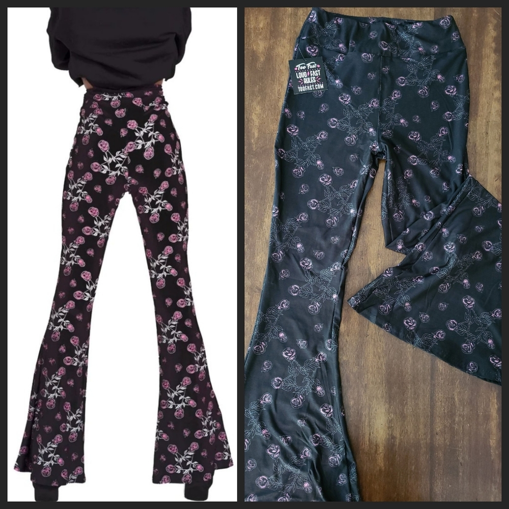 Too Fast RoseGram Pentagram Hellz Bellz Flare Pants Size Medium